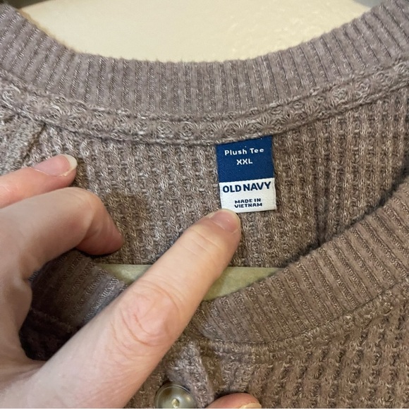 Old Navy Cream & Brown Waffle Knit Long Sleeve Size 2XL - Picture 5 of 9